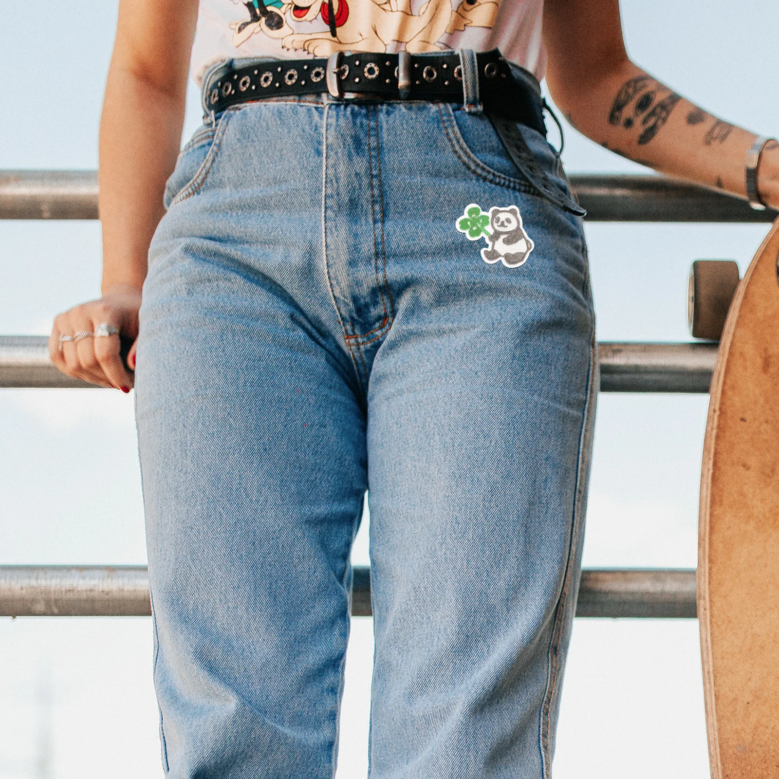 

10Pcs Embroidery Patches Four Leaf Panda Design Sewing Patch Clothes DIY Decor Repair Accessories Panda Patches