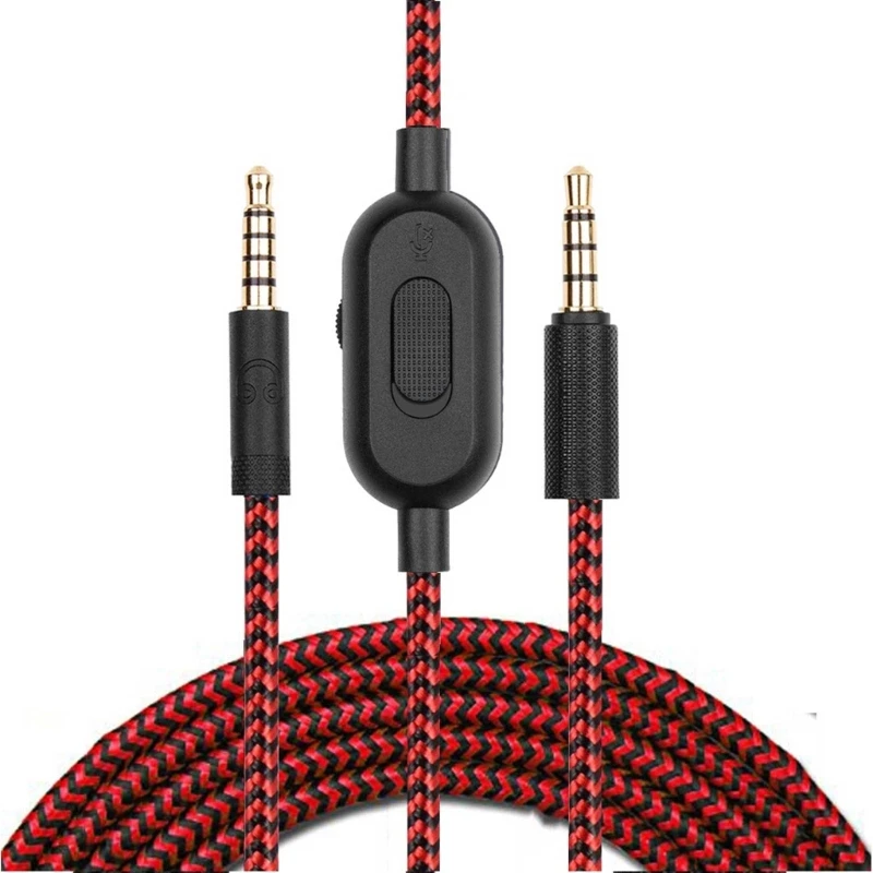Braided Cable Extension Cord for Logitech GPRO X G233 G433 Headset Wire with Mute Volume Control Corrosion Resistant Connector