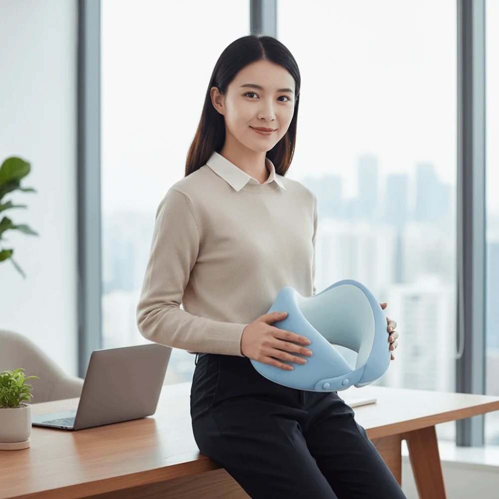

Resilient Travel Neck Pillow Space-saving Removable Neck Support Pillow Soft with Storage Box U-shaped Pillow Office