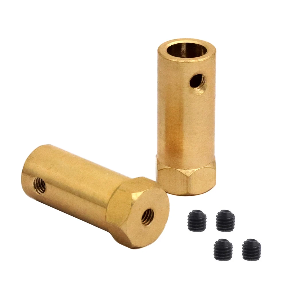 2/3/3.17/4/5/6/7/8mm Hexagonal Brass Shaft Coupling Motor Transmission Connector With Screws Wrench Model Car Wheels Tires Shaft