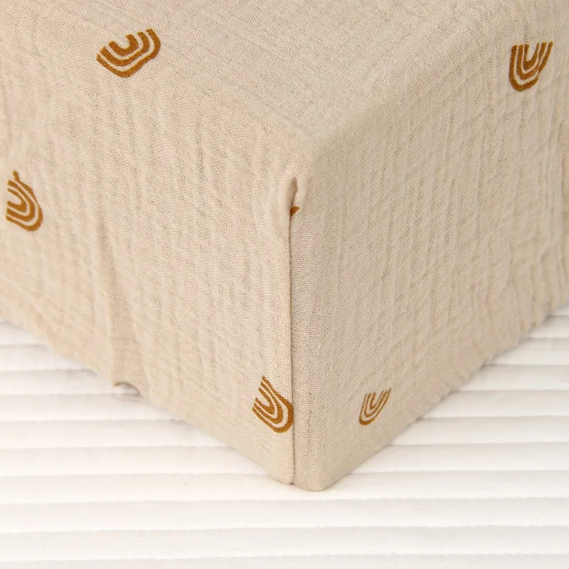 100% Cotton Crinkle Muslin Fitted Crib Sheet  for infant baby Soft Breathable Solid Color Baby Bassinet Mattress Cover Bedding