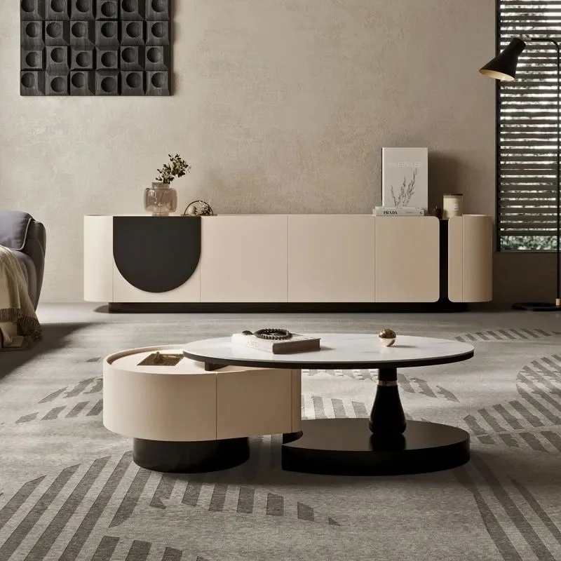 Italian Living Room Coffee Table and TV Stand Modern Luxurious TV Cabinet Set Furniture New Design Hot Sale TV Cabinet Set