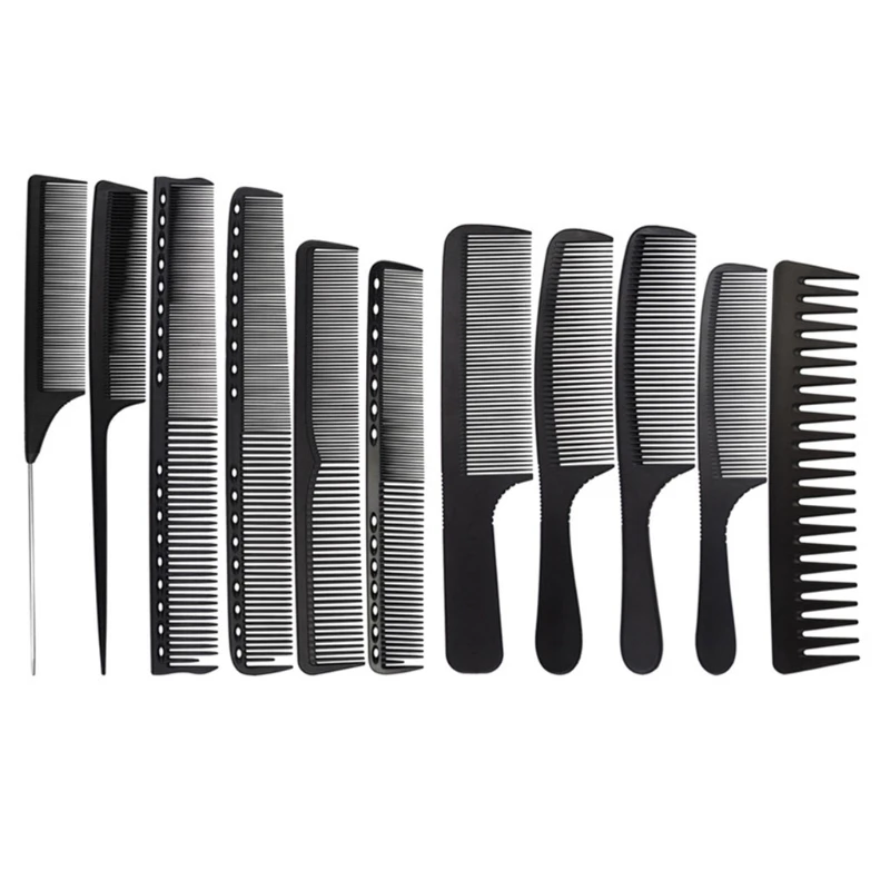 Set pettini per capelli in fibra carbonio 652F, pettine per styling generale, pettine per parrucchiere antistatico fine