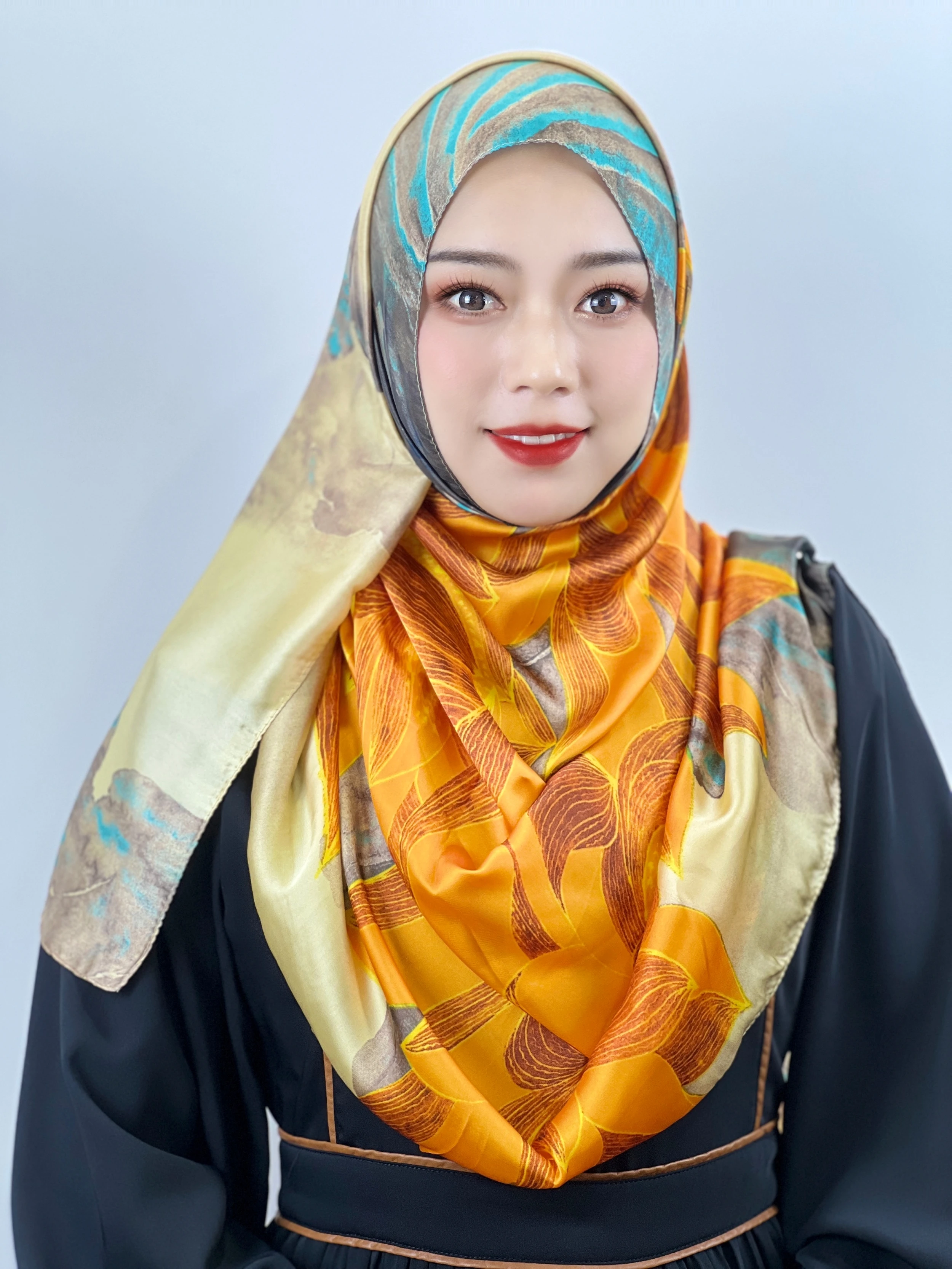 

Muslim Print Imitation Silk Hijab Abaya Hijabs For Woman Abayas Jersey Peacock Pattern Scarf Islamic Women Hijab Instant Hijab