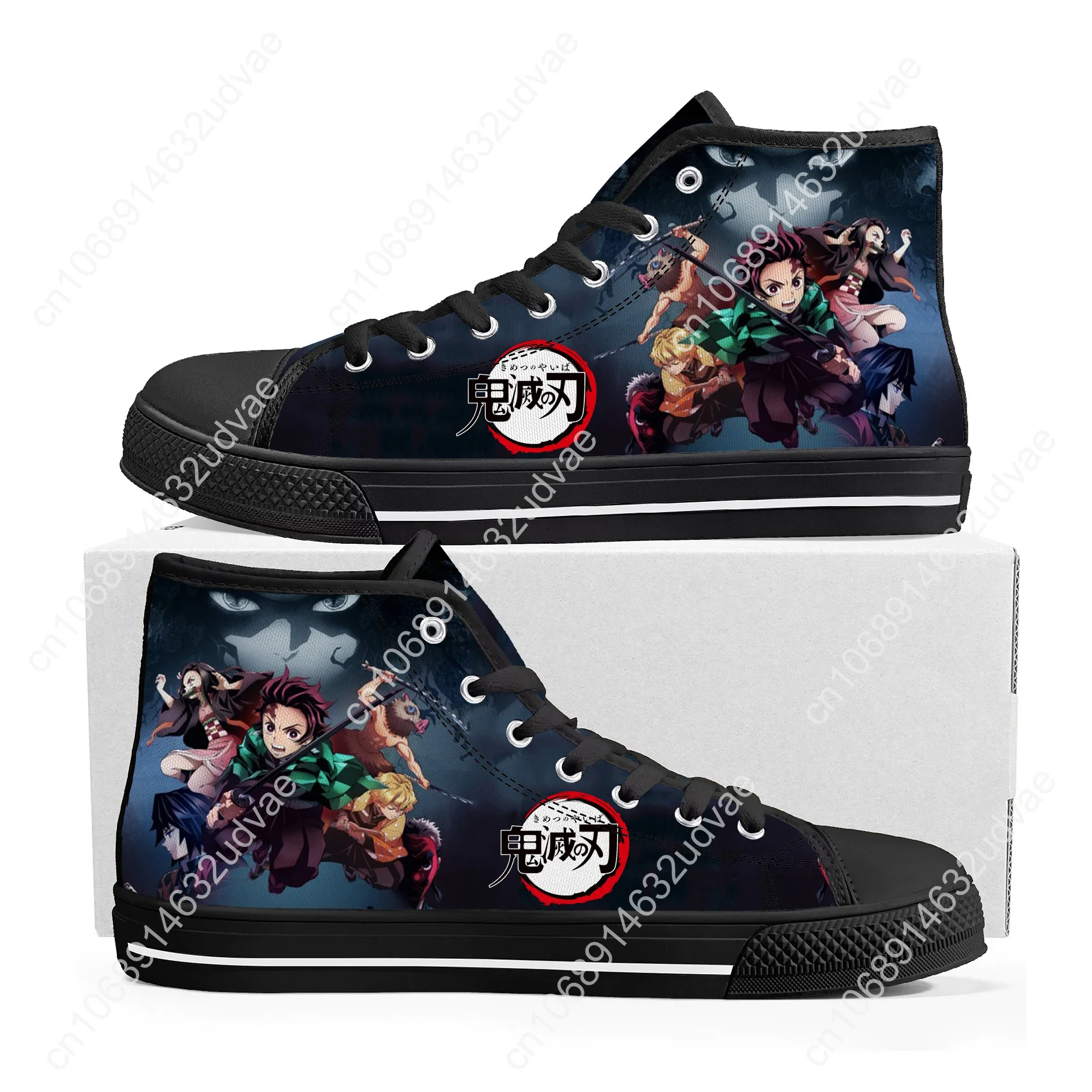 Anime Demon Slayer Kimetsu No Yaiba High Top Sneakers Men Women Teenager Canvas Sneaker Casual Tanjirou Nezuk Shoes Custom Shoe