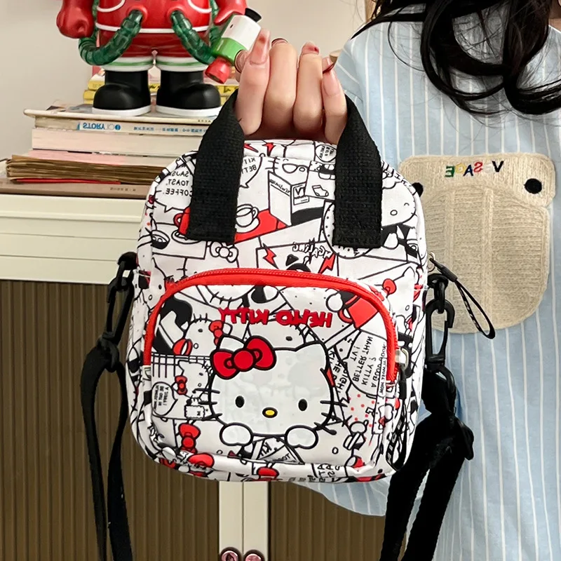 Sanrio Cartoon Hello Kitty 2024 New Small Fresh Casual Women's Single Shoulder Ins Small Square Bag Fashion Crossbody Bag