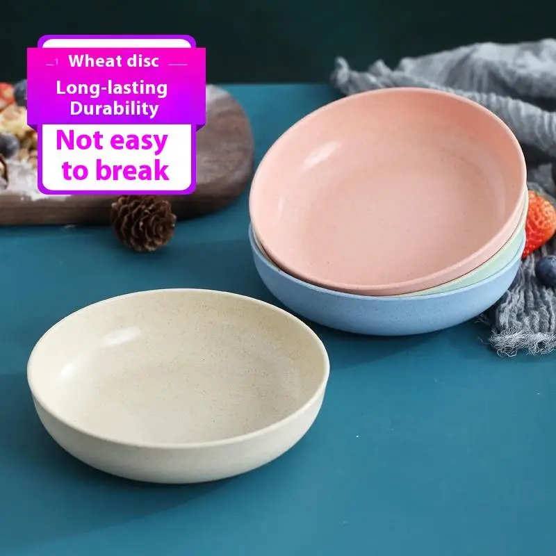 5pcs/set Nordic Wheat Straw Plate Fruit Plate Vegetable Plate Tableware Plate