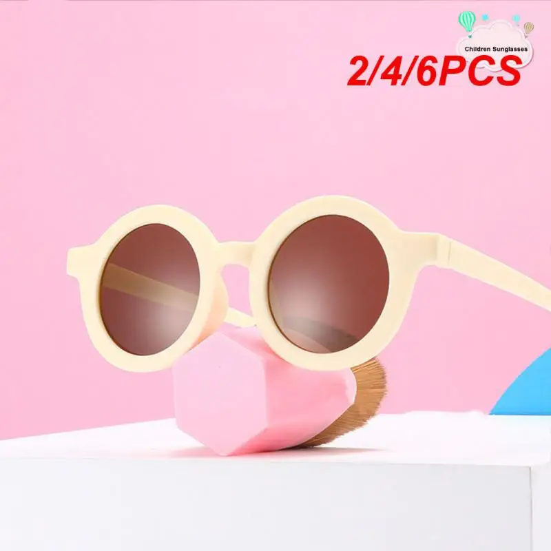 2/4/6PCS Goggles Toddler Kids Fashion Retro Cute Glasses Student Boys Round Frame Solid Eyewear Baby Uv Protection