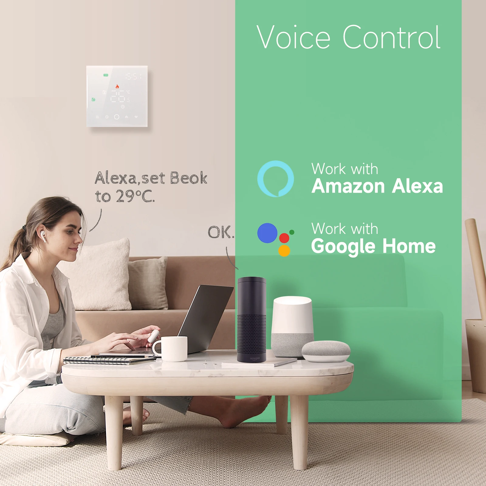 Beok Tuya Wifi Thermostat For Gas Boiler Underfloor Heating Temperature Regulator Smart Room Programmble Controller Works Alexa