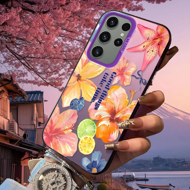 Y2K Beach Tropical Frosted Case for Samsung Galaxy A36 A35 A34 A32 A30 A26 A25 A24 A23 A22 5G 4G A20 A16 A15 A14 Acrylic Cover