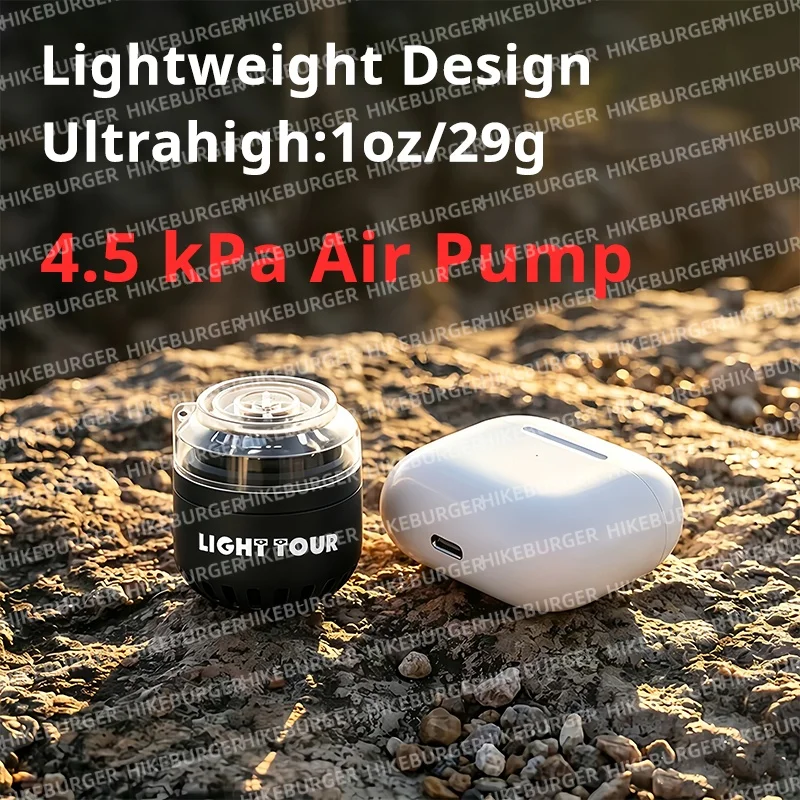 Light Tour Mini Pump 1oz/26g Outdoor Portable Inflatable & Deflate Pump Packcraft Camping Backpack Sleeping Pad No Battery