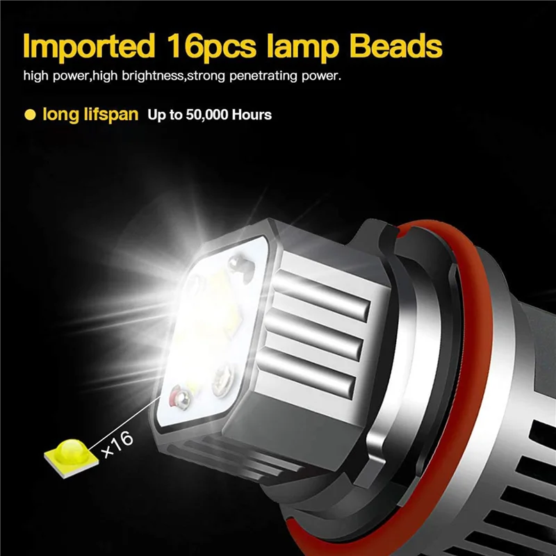 

4Pc White Angel Eyes Halo Ring Marker Light Led Bulb Headlight 80W 6000K For -BMW 1 5 7 Series X3 X5 E39 E53 E60 E66 E87
