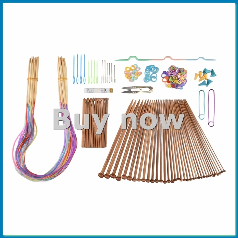 Knitting Needles Set-18 Pairs 18 Sizes Bamboo Circular Knitting Needles + 36 Single Pointed Bamboo-A55K