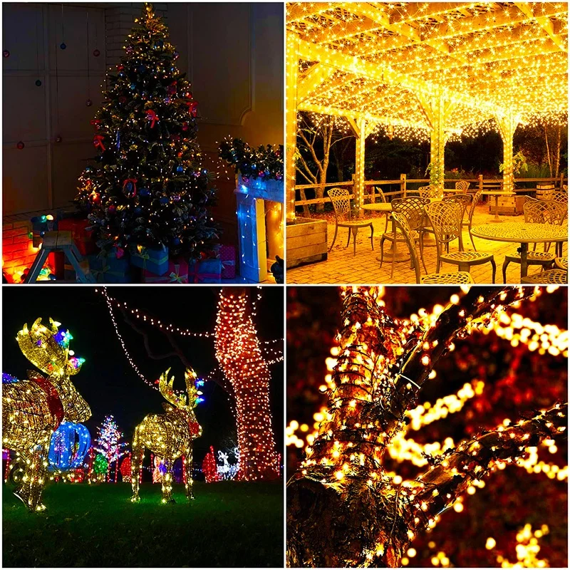 Outdoors Solar String Light 200LED Fairy Lamp Waterproof for Gardens Wedding Party Valentines Christmas Tree Homes Decor