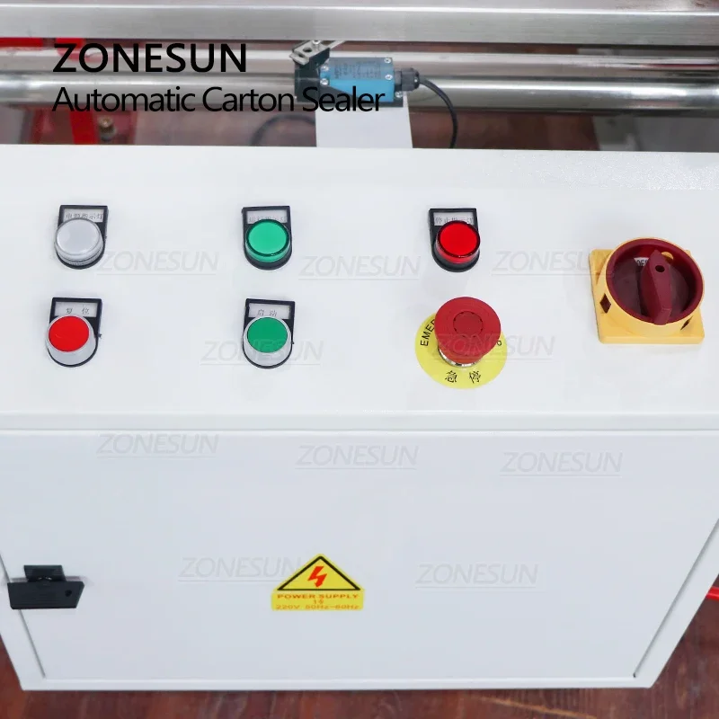 ZONESUN Full Automatic Carton Sealing Machine Tape Dispenser Sticker Strapping Packing Box Case Sealer