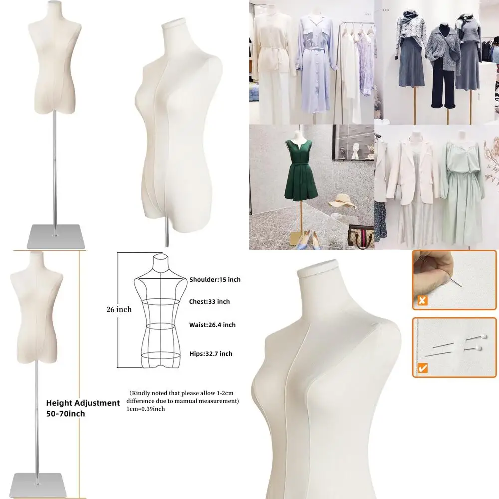 

Женский манекен с регулируемой высотой и съемной серебряной подставкой, 50-70 бежевый, для демонстрации одежды и ювелирных изделий