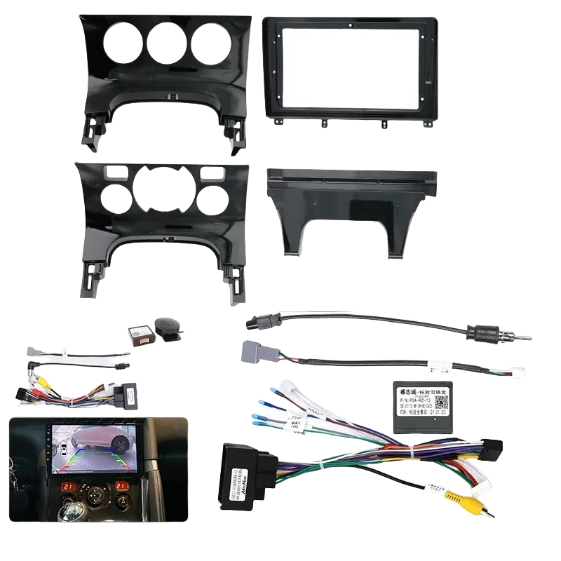 For Peugeot 2013-3008 9INCH AUTO AC/MANUAL AC Car Radio Android Stereo Audio Screen Frame Cables Harness