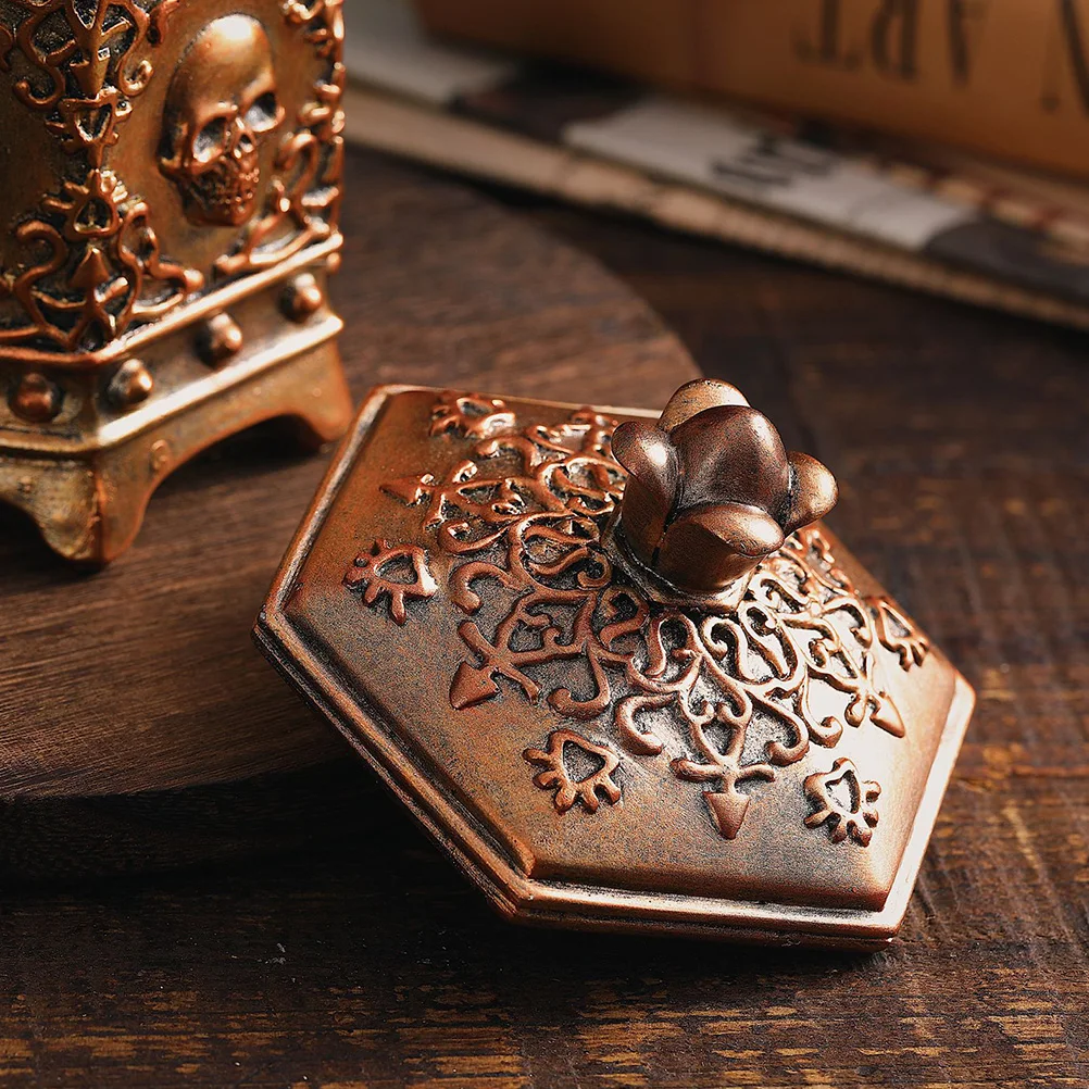 

Skull Jewelry Box Gothic Style Resin Craft for Jewelry Storage Earring Ring Organizer Desktop Decor Halloween Gift