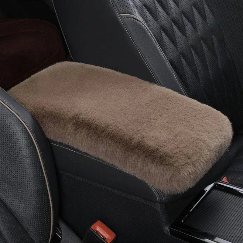 Cute Car Armrest Box Plush Cover Cushion Warm Center Console Arm Cover Pads Stowing Tidying Universal Automobile Interior Decor