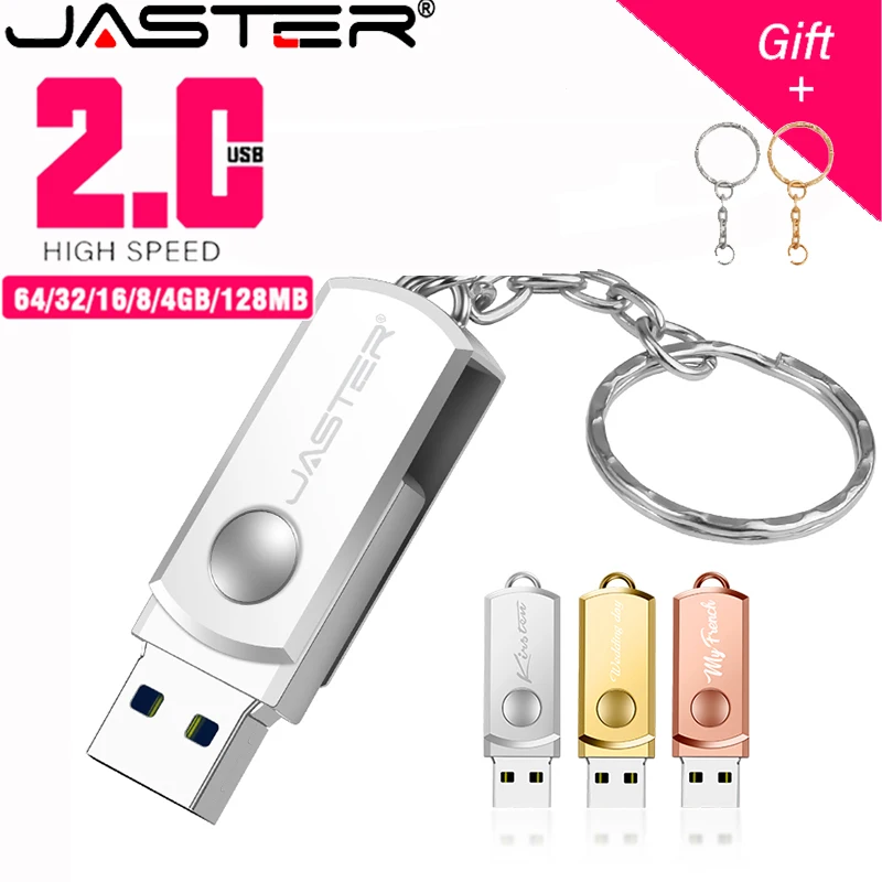 JASTER Metalen USB Flash Drive Pendrive 64GB 32GB 16GB Penyimpanan Eksternal 8GB Pen Drive Mini U Stick Memory Stick Gratis LOGO Kustom