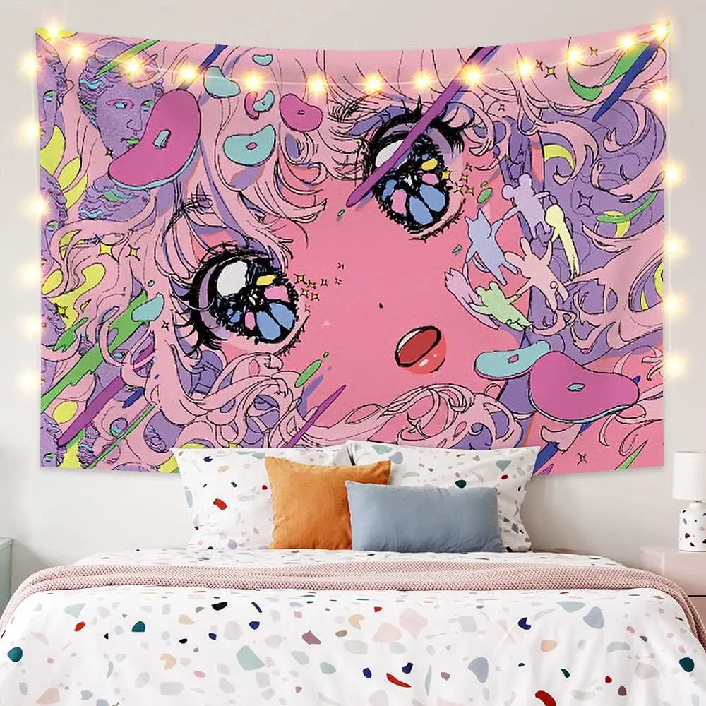 

Japanese Anime Girl Tapestry Kawaii aestheticism 3D Printing Art Anime Wall Hanging, for Living Room Bedroom Dorm Decor