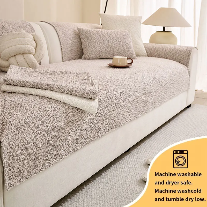 1PC-2025 Neues Chenille-Sofakissen Herbst und Winter Rutschfestes Premium-Kissen im französischen Creme-Stil