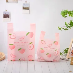 50 Uds. Bolsas de plástico para frutas, chaleco de supermercado para comestibles, bolsa de mano para comida, bebida, bolsas para llevar, embalaje de almacenamiento de compras