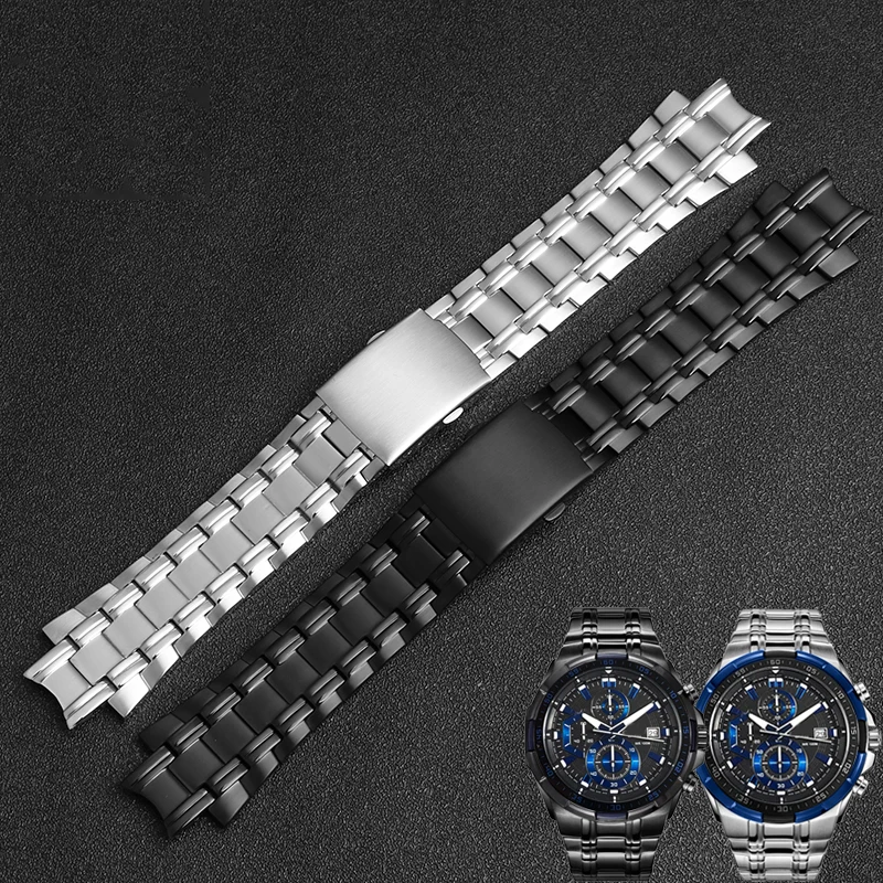 For Casio 5345 Men\'s 316L Stainless Steel Watch band For EDIFICE Series EFR-539D/539BK Metal Watch Strap Accessories 27x16mm