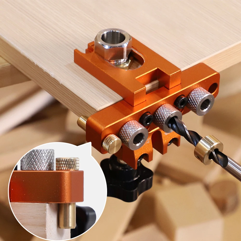 3 In 1 Doweling Jig Kit Woodworking Adjustable Wood Dowel Punch Locator Pocket Hole Jig Mini Cabinet Hole Drill Guide Tool