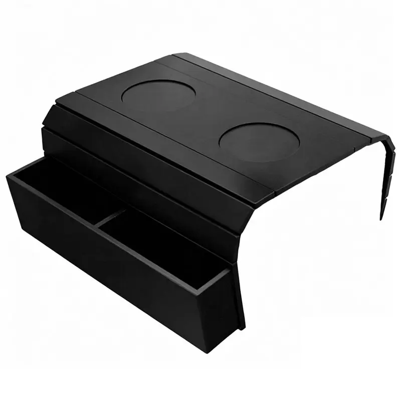 

AB34-Bamboo Couch Cup Holder Tray Non-Slip Anti-Dropping Couch Tray For Drinks Cellphone TV Remote Snacks