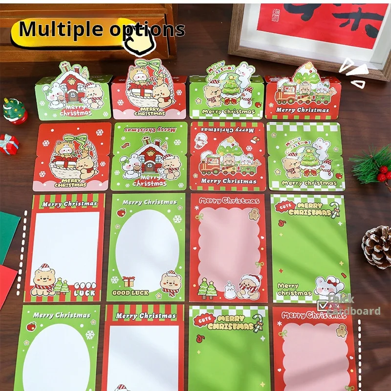 10Pcs Christmas greeting card Kpop Photo Folding Card Back Photo Card topper DIY Packing Material Card Message Fixed Board