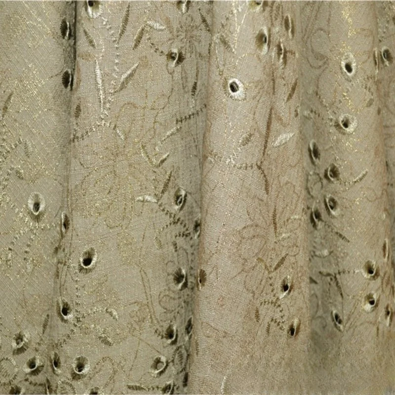 

Beige gilded printed hollowed-out embroidered fashion fabric for suits skirts tops and cheongsams