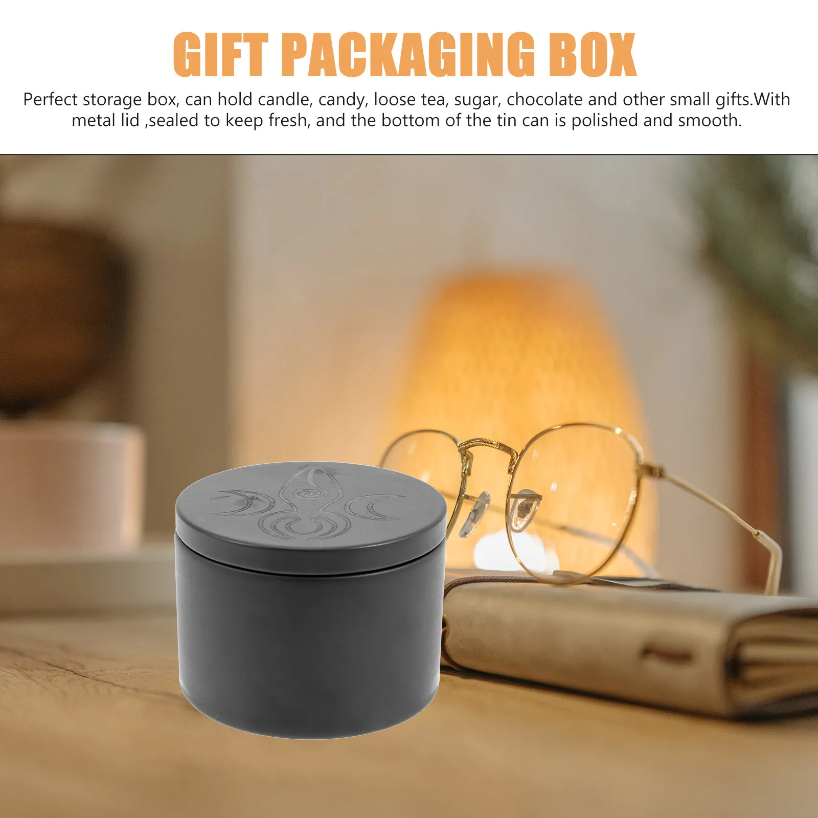 Tinplate Round Moon Pattern Storage Jar Small Loose Tea Beads Storage Box Candy Biscuit Gift Packaging Container