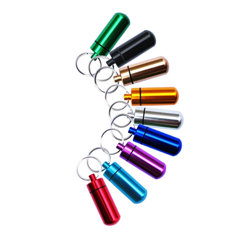 휴대용 알루미늄 합금 보관 상자, 야외 소형 도구, 방수 약병, 열쇠 고리 포함