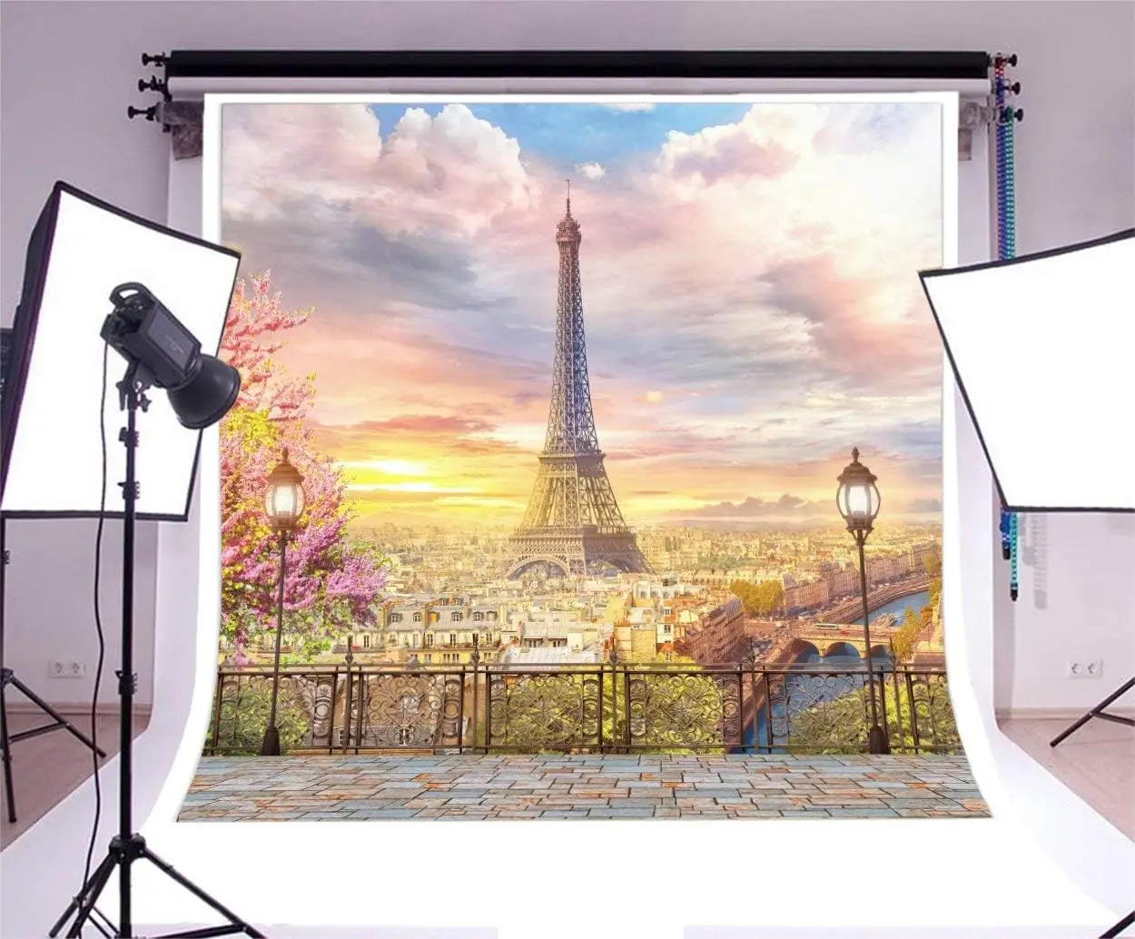 Eiffel Tower Photography Backdrop Paris Landscape City Architecture Balcony Overlook Streetscape Background Fancy Aerial Veranda