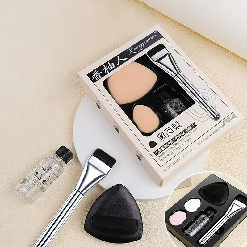 Dreieck Schwarz Make-Up Puff 7 Teile/satz Flachkopf Foundation Pinsel Reiniger Mini Finger Schwamm Concealer Air Kissen Werkzeug