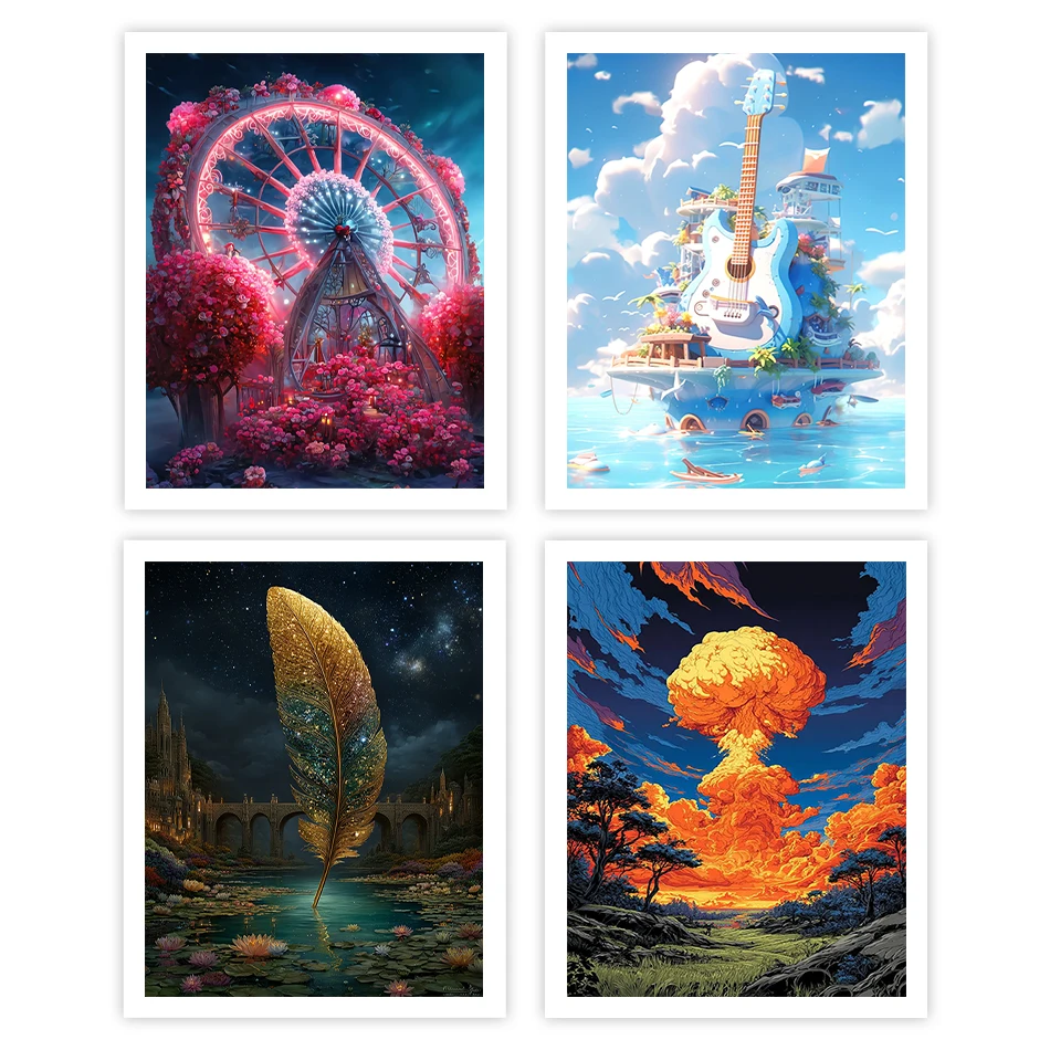 GATYZTORY Pintura por números, paisaje acrílico, objetos abstractos, marcadores por números, conjunto de bricolaje, arte, hobby, coloreo para adultos