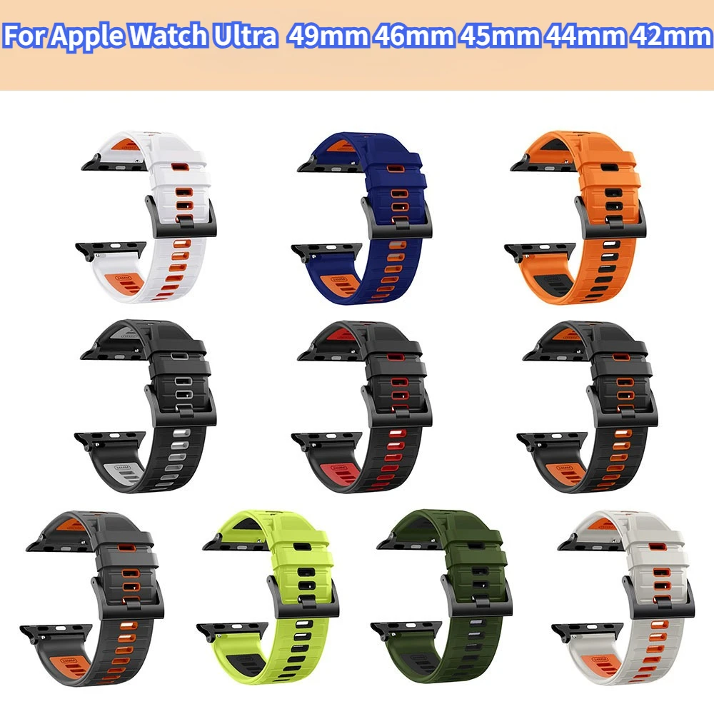 Sport-Silikonarmband für Apple Watch Ultra 2 49mm Armband für Apple Watch Series 11 10 9 8 7 6 5 46mm 45mm 44mm 42mm