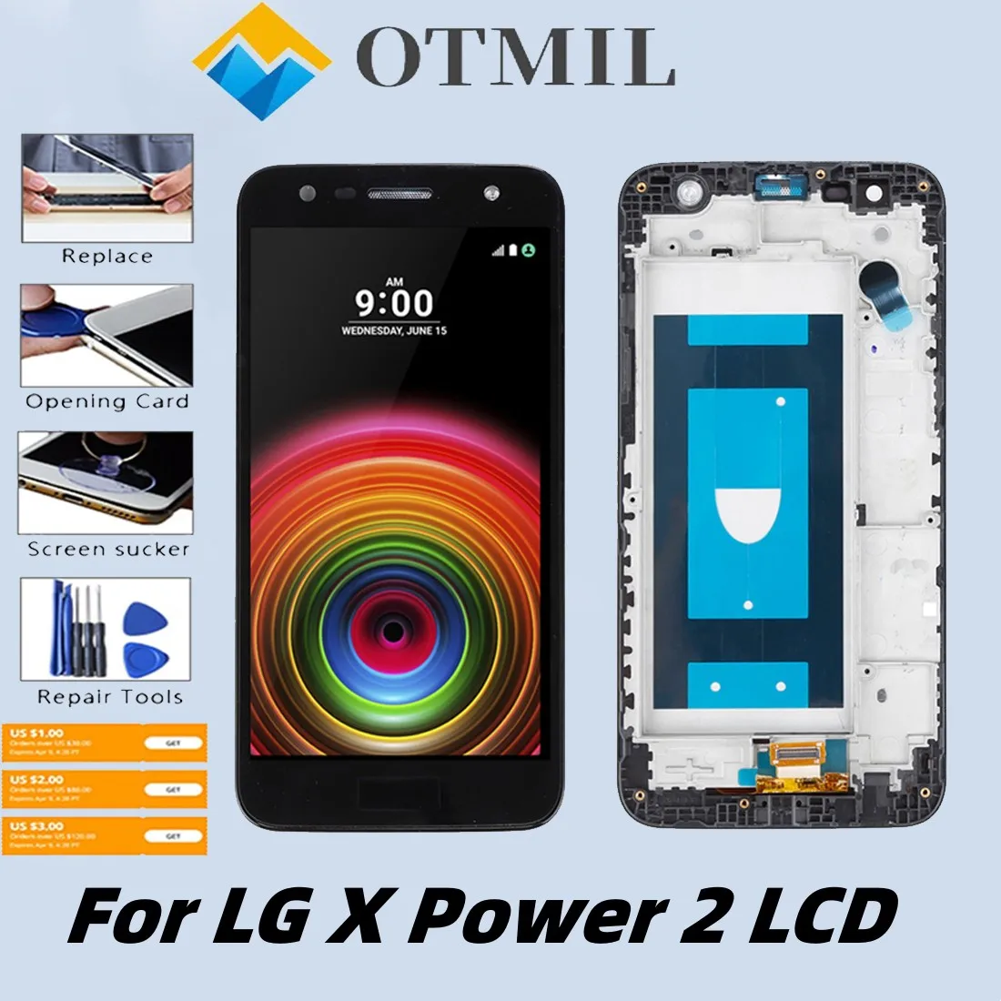 

5.5" AAA+++ LCD Digitizer For LG X Power 2 M320 LCD Display Touch Screen With Frame Assembly For LG X Power 2 LCD Replacement