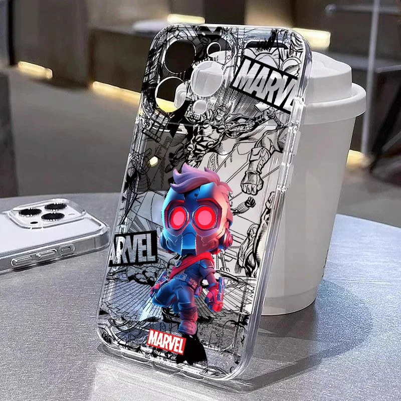 Marvel avengers Star-Lord Groot For Realme10 9 C30 53 63 Narzo50 FindX5 Reno12 11 10 8 7 6 Pro Plus Transparent Space Phone Case