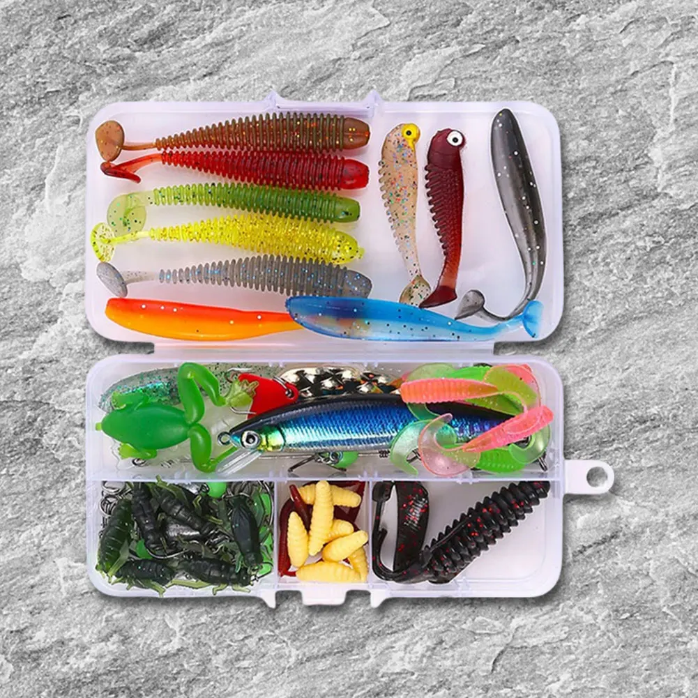 

86Pcs/Set Lure Kit Simulation Fake Fish Bait Reusable Soft Lure Minnow Hooks Rust Proof Hard Tail Fishing Lure Fishing Gear Set