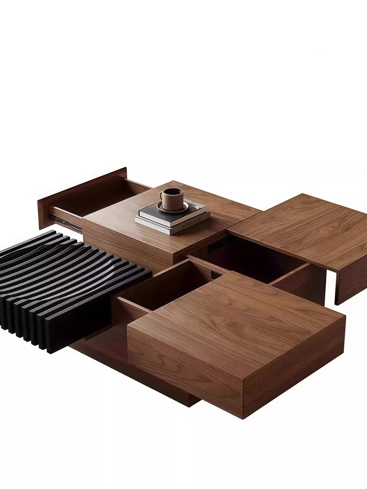 

Medieval style North American black walnut coffee table Modern simple living room Small apartment square