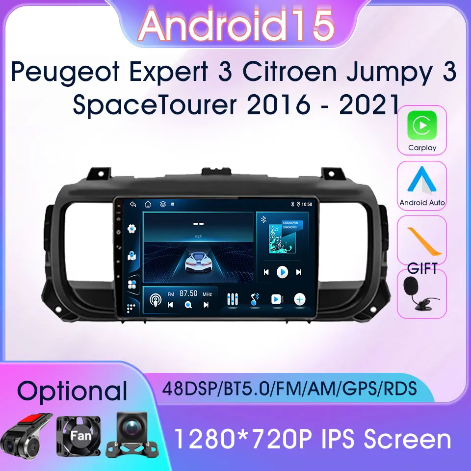 

Car Intelligent Systems For Peugeot Expert 3 Citroen Jumpy 3 SpaceTourer 2016-2021 GPS Android 15 Car Radio Carplay Auto Radios