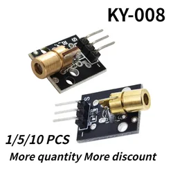 1-10PCS KY-008 650nm Laser Sensor Module 6mm 5V 5mW Red Dot Diode Copper Head for Arduino KY 008 KY008