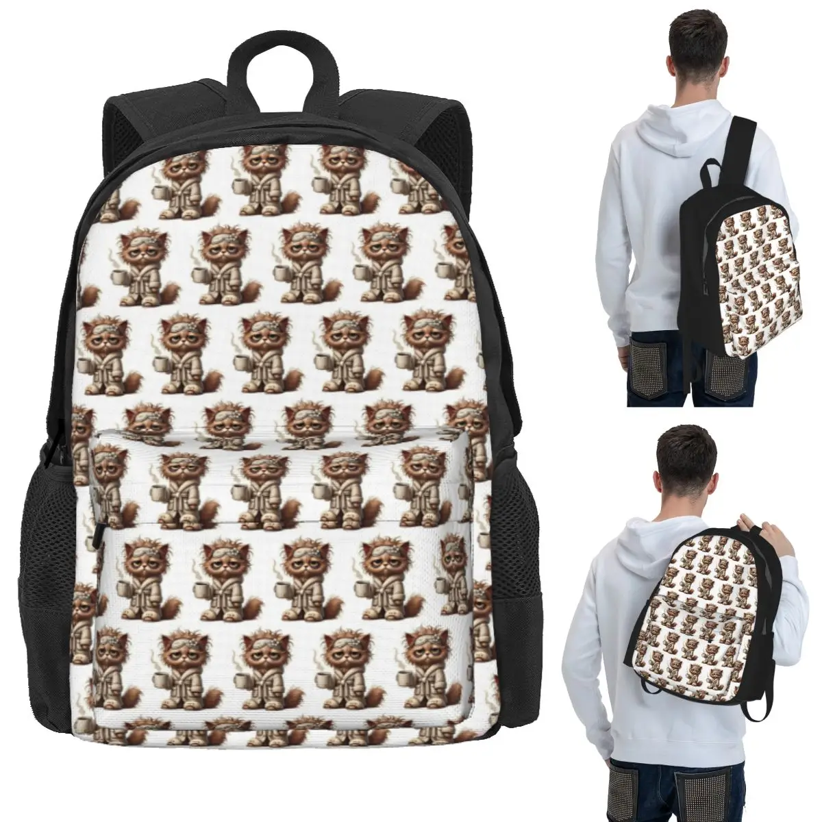 

Tired Cat Student Backpack School Bag Hiking Travel Daypack for Men Women Bookbag Shoulder Bags