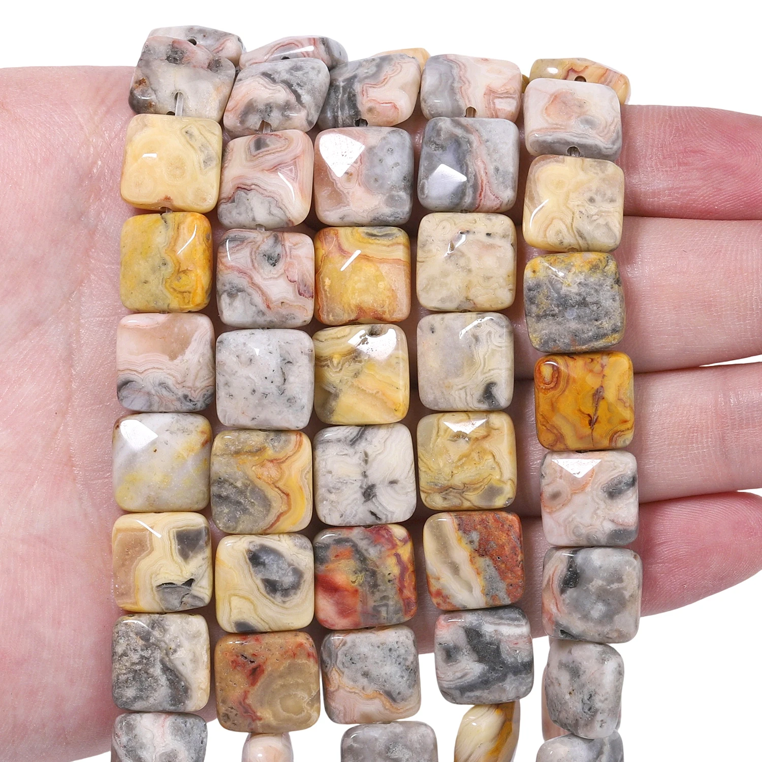 Wholesale Natural Crazy Agate Stone Beads 12mm Faceted Square Beads Loose Spacer Beads For Jewelry Making Diy Accessories