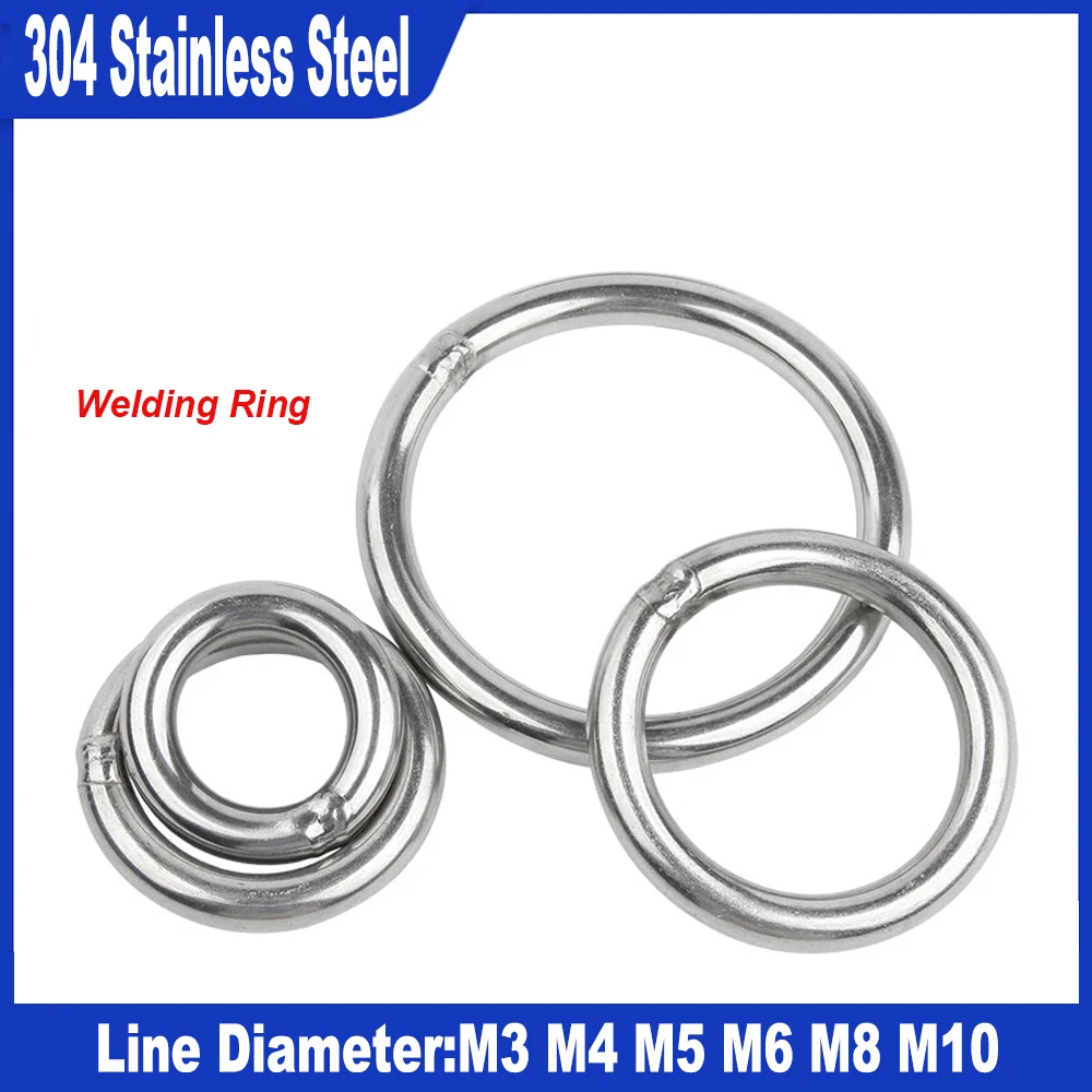 

304 Stainless Steel Welded Ring Heavy Duty Solid Metal O Ring - Industrial Weld Smooth (20mm-100mm) for Machinery Construction