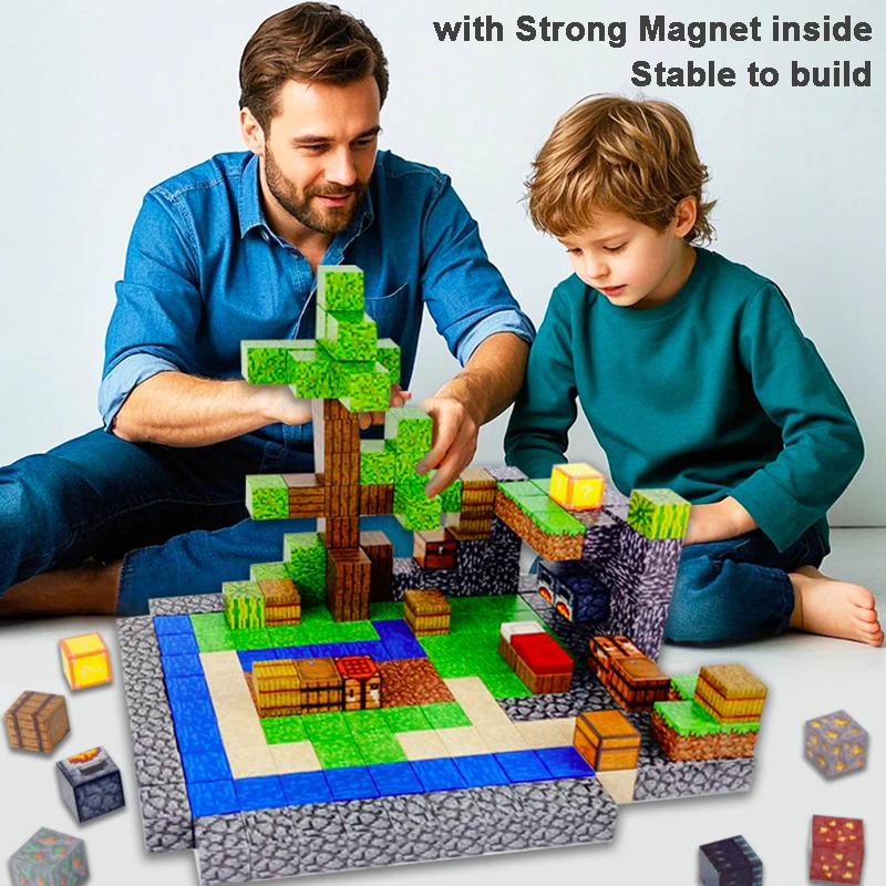 Juguetes de bloques de construcción magnéticos para niños pequeños, regalos, juguetes de construcción sensoriales, juego mundial con imán de mina para niños y niñas, juguetes para niños