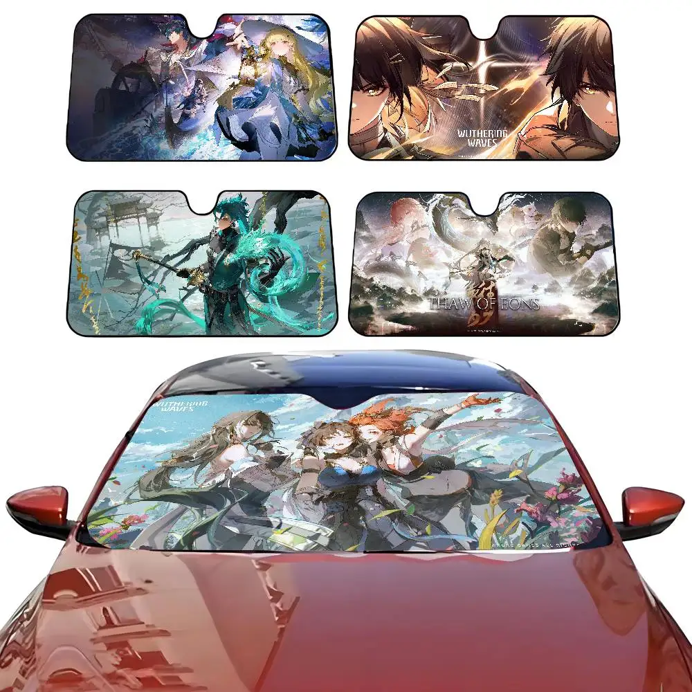 

HOT GAME WUTHERING WAVES Car SunShade Parasol Car Windshield Sun Shade UV Protection and Interior Cooler