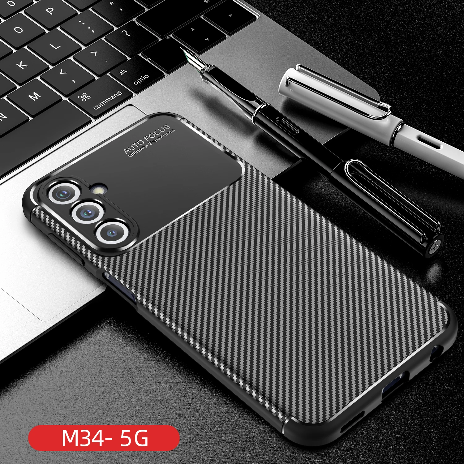 Luxury Carbon Fiber Pattern TPU Silicone Phone Case For Samsung Galaxy M14 M34 M54 F54 5G A14 A24 A34 A54 A25  Back Cover